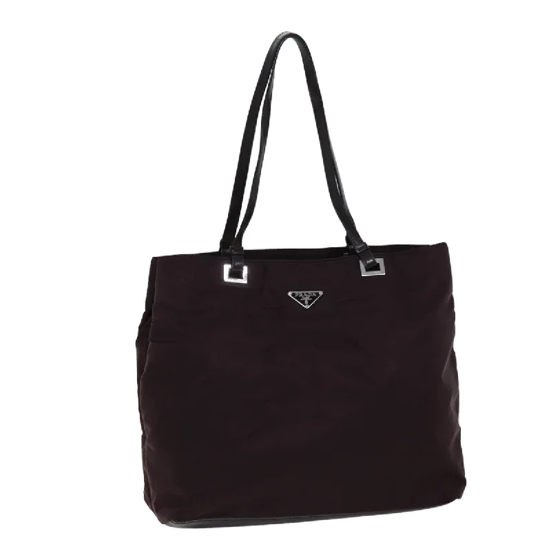 PRADA Tote Bag Nylon Bordeaux Auth 76127